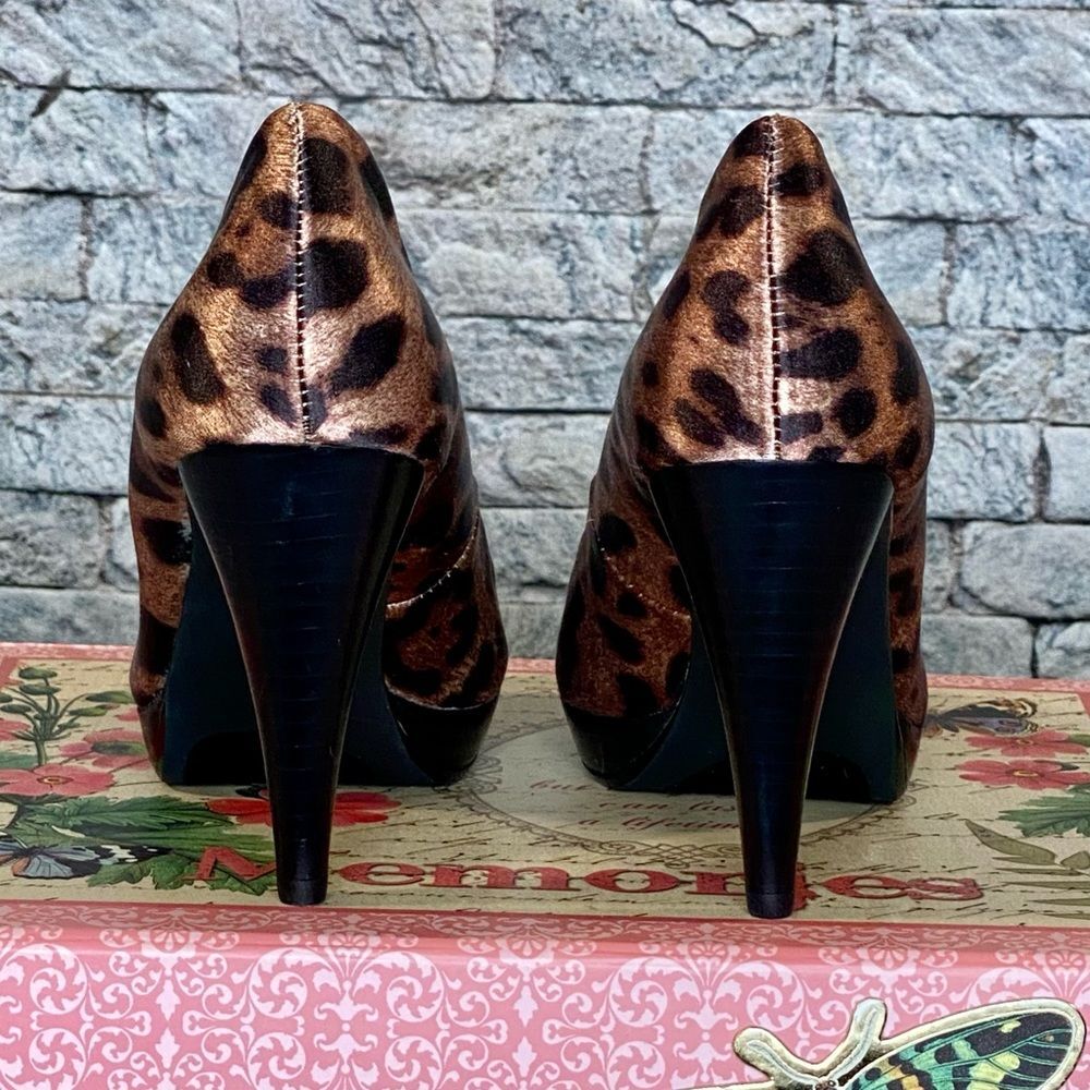 Style & Co Leopard Print Peep Toe Heels Celine Size 6 - Picture 6 of 8